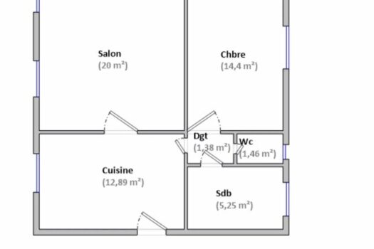 Appartement T2 en rez-de-chaussée – 40 000 € FAI – Centre de Grandris